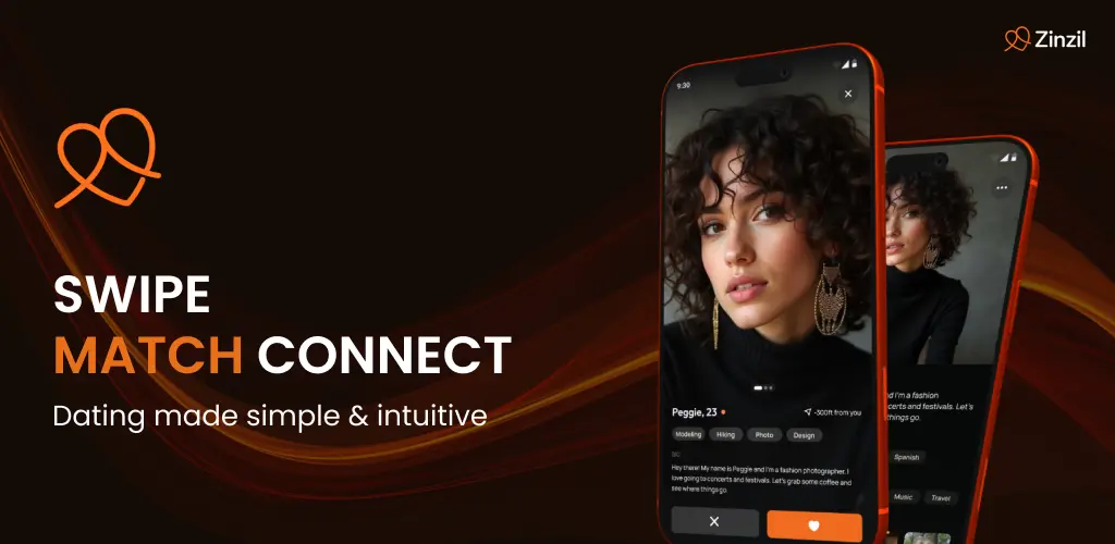 Zinzil app banner showing the app on two phones